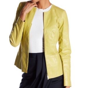 Lafayette 148 New York Yellow Leather Jacket